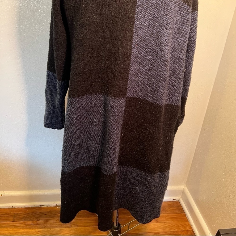 Joseph A. Buffalo Check Longline Duster Cardigan Blue Black - Picture 9 of 13